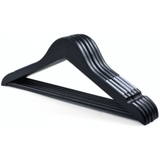 Wooden hanger/round head groove/anti-skid strip/pure black rod 44CM/1.2